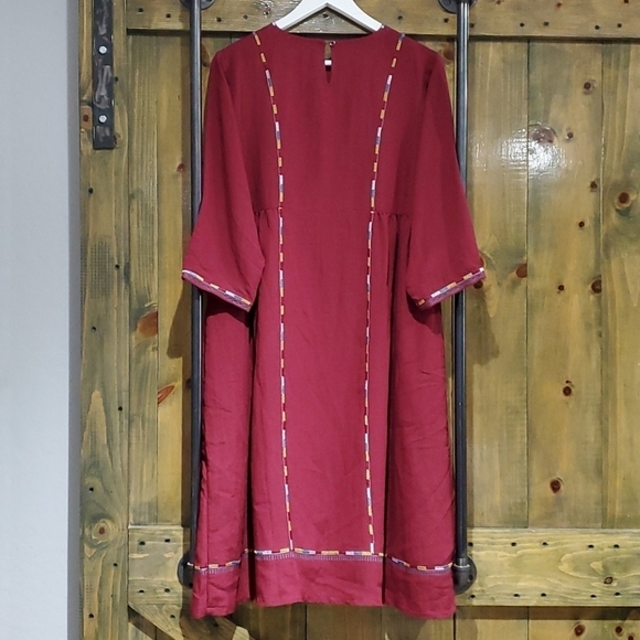 ORANGE CREEK MODEST MAROON WINE LONG DRESS COTTAGECORE SIZE MEDIUM EUC FLOWY - Picture 10 of 11